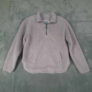Cuddly Sherpa Girls Jacket Fleece Solid Purple 1/4 Zip Long Sleeve Regular 14/16